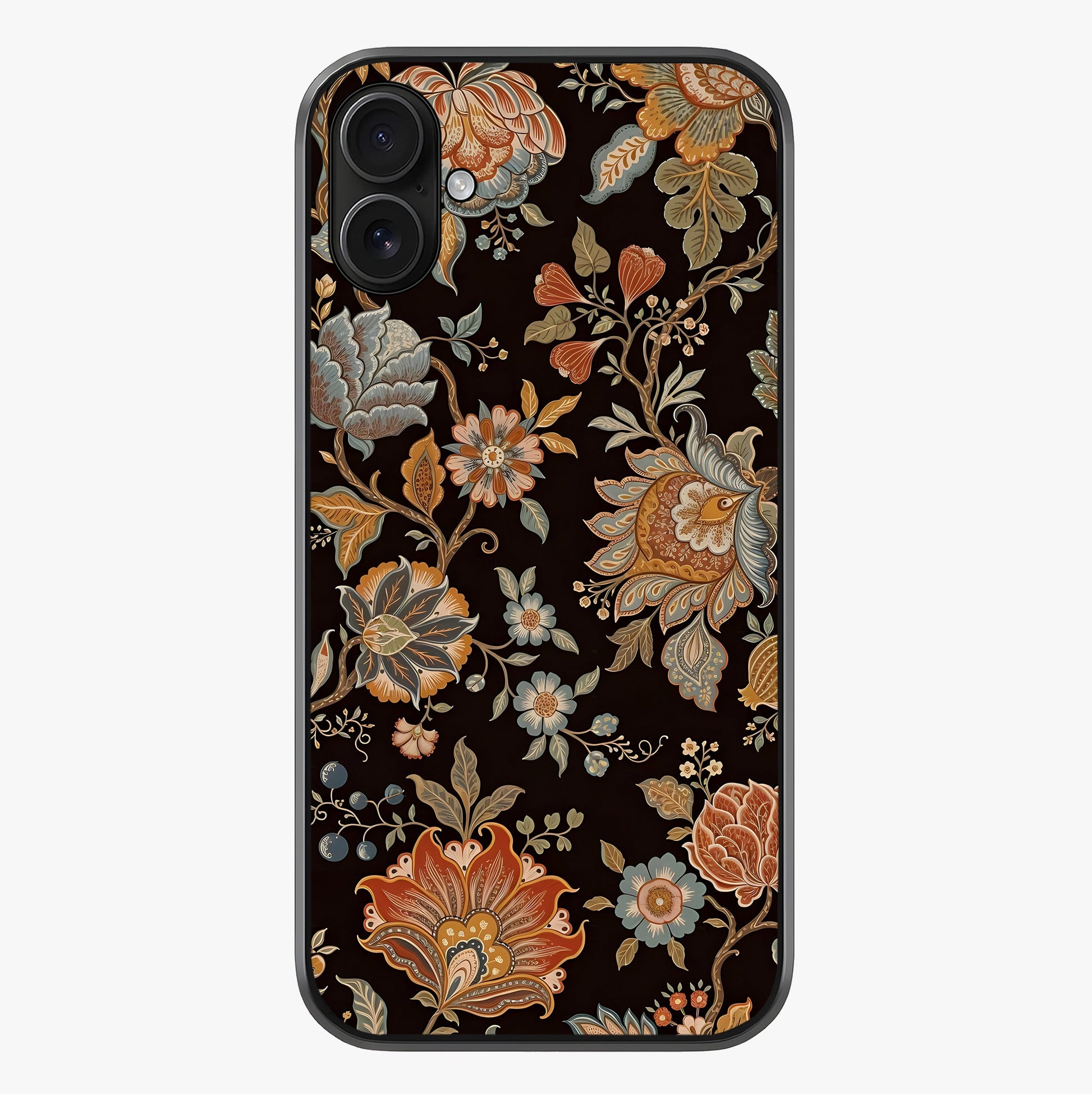 Vintage Floral Dream Glass Case showing full back design in clean flat view with glossy glass finish.