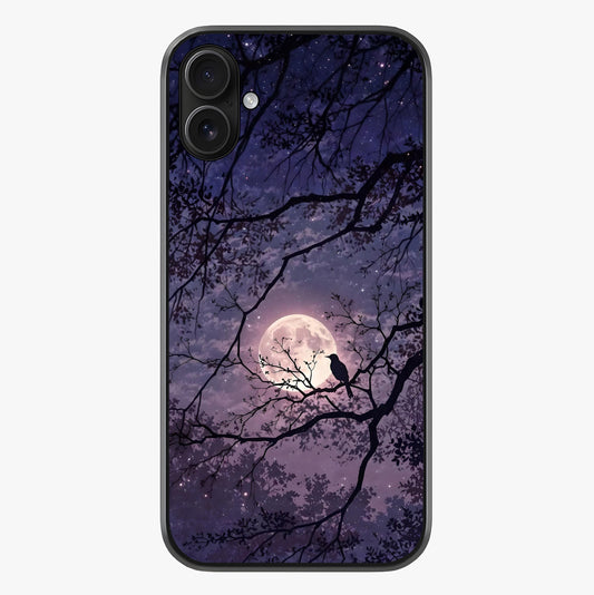 Whispering Moon Silence Glass Case showing full back design in clean flat view with glossy glass finish.