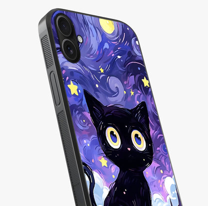 Abstract Cat Art Glass Case captured at a warm angle highlighting gloss, texture and premium glass finish.