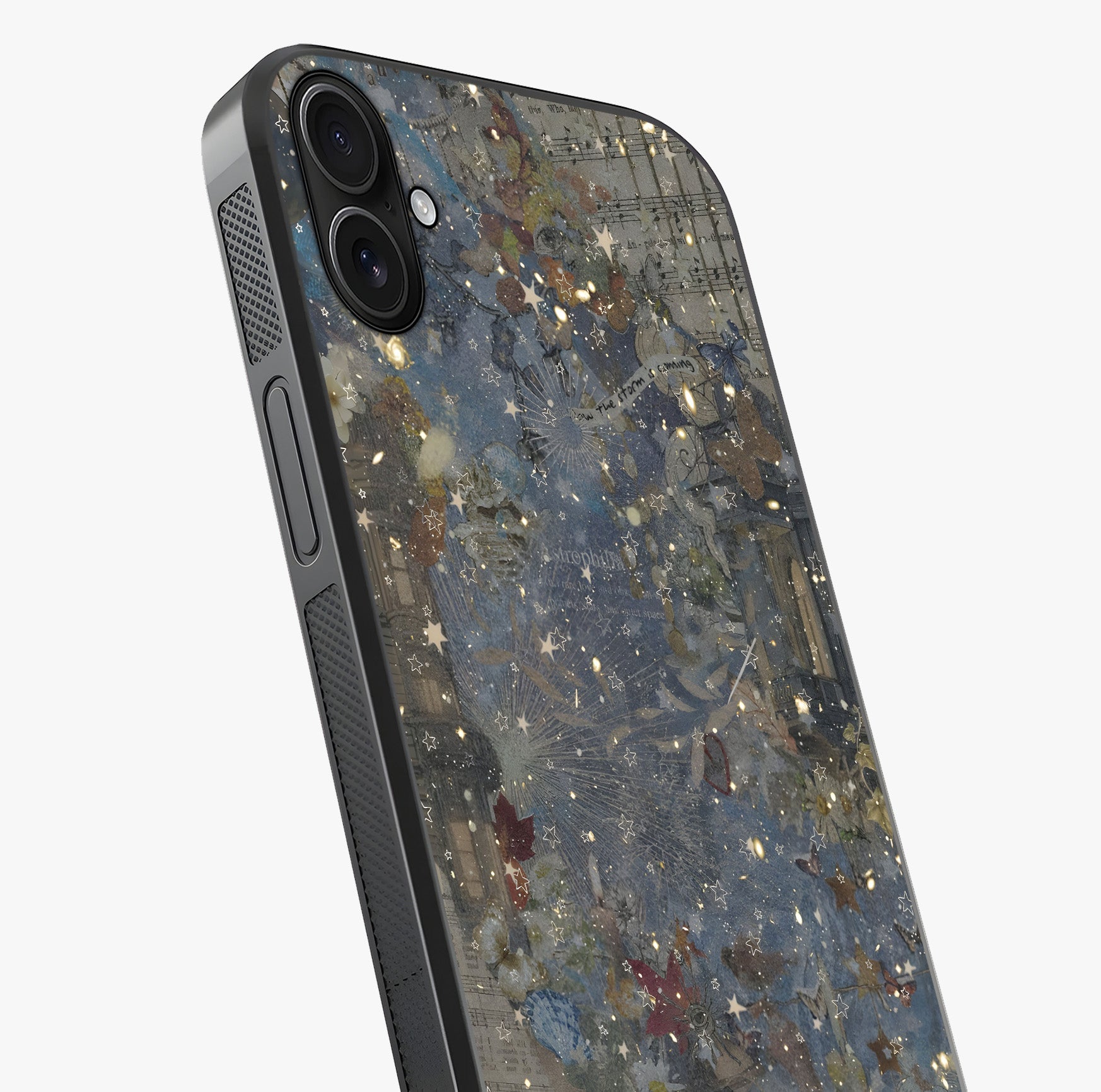 Aesthetic Astrolophia Glass Case captured at a warm angle highlighting gloss, texture and premium glass finish.