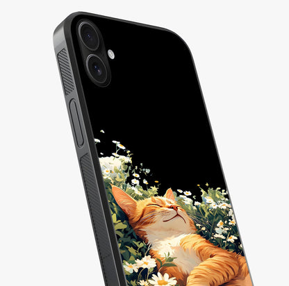 Blissful Bloom Cat Glass Case captured at a warm angle highlighting gloss, texture and premium glass finish.