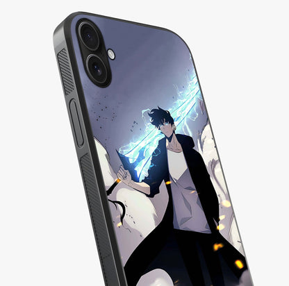 Dark Lightning Anime Warrior Glass Case captured at a warm angle highlighting gloss, texture and premium glass finish.