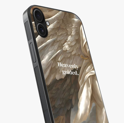 Divine Winged Grace Glass Case captured at a warm angle highlighting gloss, texture and premium glass finish.