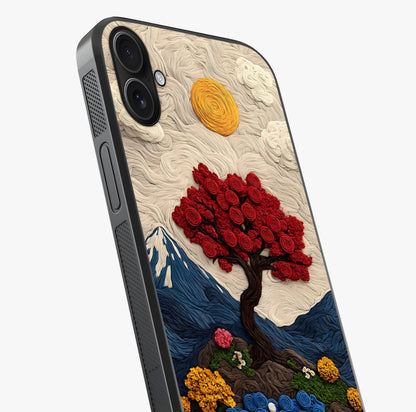 Eternal Nature Tapestry Glass Case captured at a warm angle highlighting gloss, texture and premium glass finish.