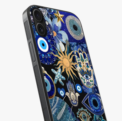 Evil Eye Charm Mix Glass Case captured at a warm angle highlighting gloss, texture and premium glass finish.