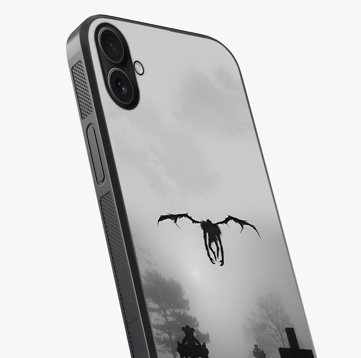 Graveyard Shadow Descent Glass Case captured at a warm angle highlighting gloss, texture and premium glass finish.
