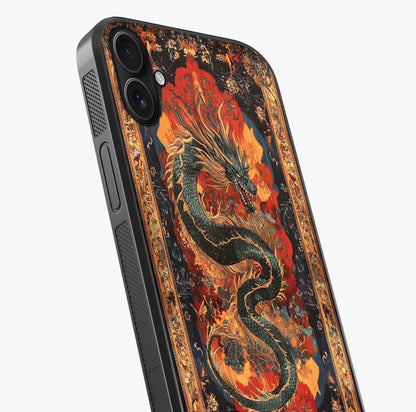 Inferno Dragon Soul Glass Case captured at a warm angle highlighting gloss, texture and premium glass finish.