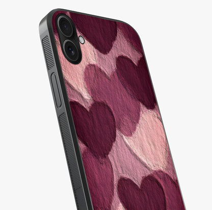 Layered Paper Hearts Glass Case captured at a warm angle highlighting gloss, texture and premium glass finish.