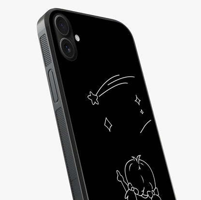 Line Art Girl With Shooting Stars Glass Case captured at a warm angle highlighting gloss, texture and premium glass finish.