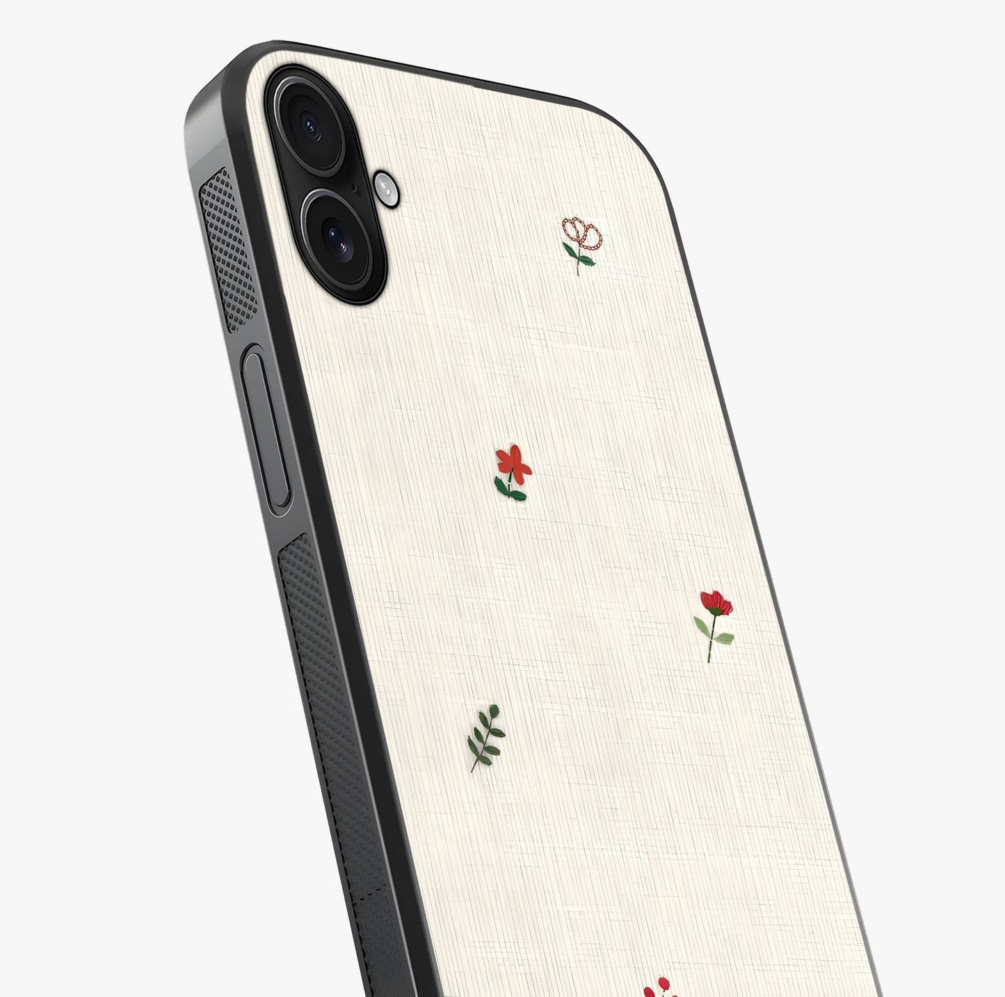 Minimal Petal Whispers Glass Case captured at a warm angle highlighting gloss, texture and premium glass finish.