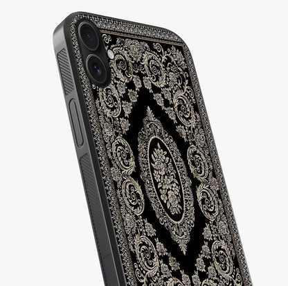 Noir Bloom Elegance Glass Case captured at a warm angle highlighting gloss, texture and premium glass finish.