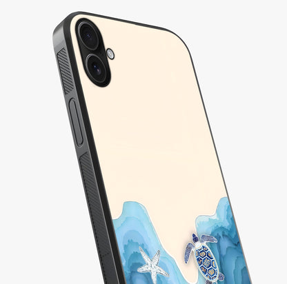 Ocean Drift Turtle Glass Case captured at a warm angle highlighting gloss, texture and premium glass finish.