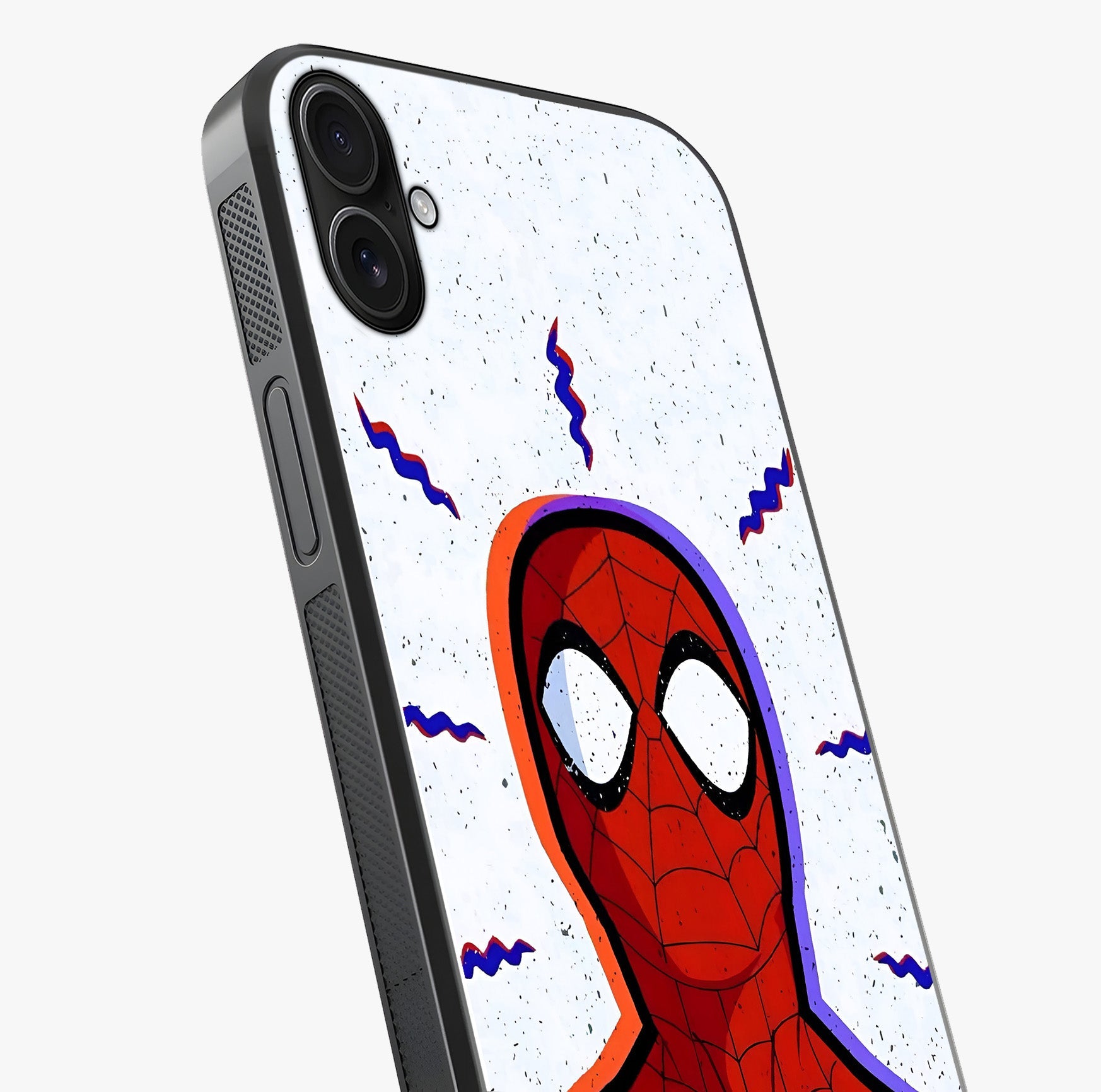 Omg Spiderman Glass Case captured at a warm angle highlighting gloss, texture and premium glass finish.
