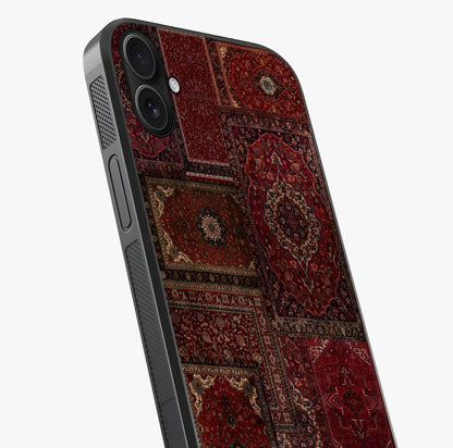 Persian Velvet Tale Glass Case captured at a warm angle highlighting gloss, texture and premium glass finish.