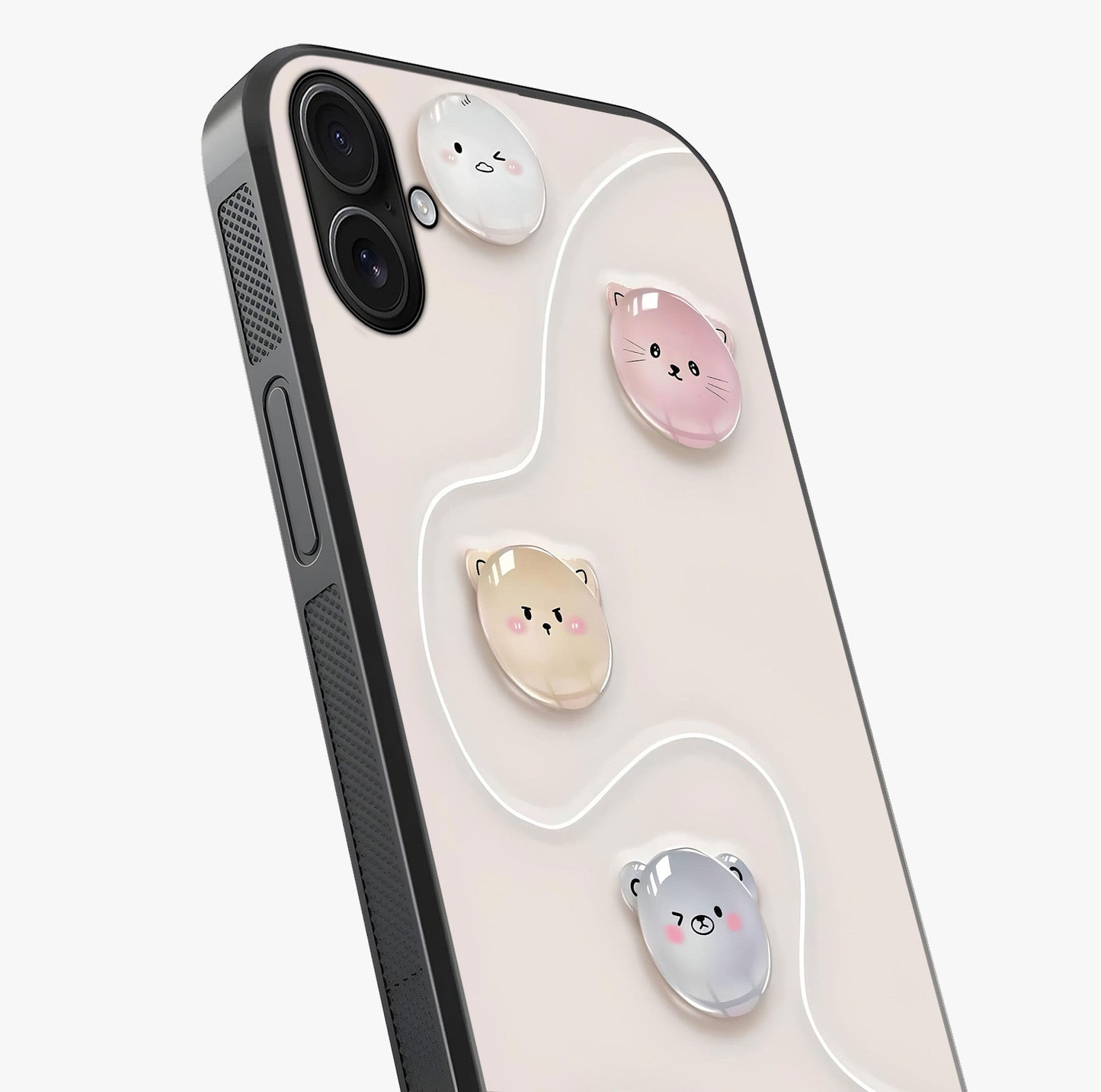 Puffy Face Parade Glass Case captured at a warm angle highlighting gloss, texture and premium glass finish.
