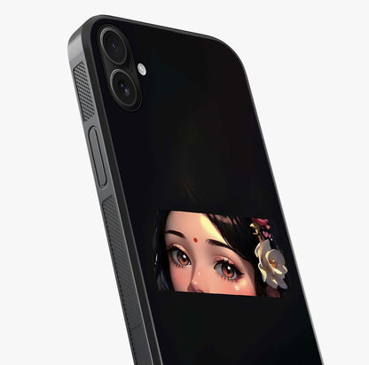 Radha Divine Embrace Glass Case captured at a warm angle highlighting gloss, texture and premium glass finish.