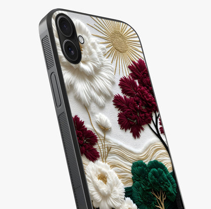 Radiant Bloom Elegance Glass Case captured at a warm angle highlighting gloss, texture and premium glass finish.