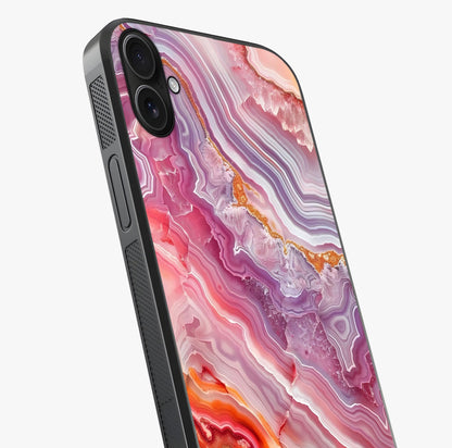 Rose Quartz Marble Glass Case captured at a warm angle highlighting gloss, texture and premium glass finish.