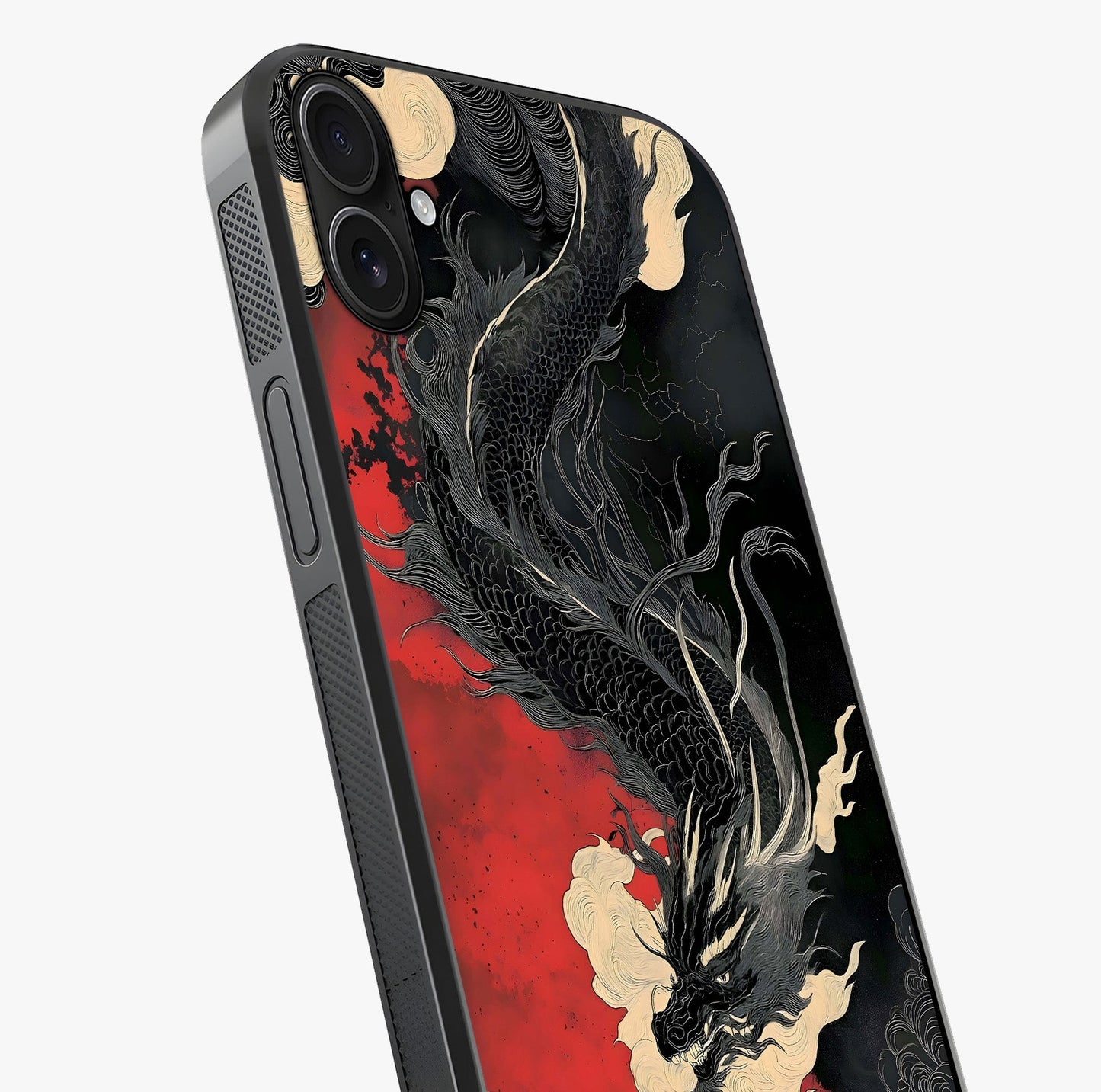 Shadow Dragon Fury Glass Case captured at a warm angle highlighting gloss, texture and premium glass finish.