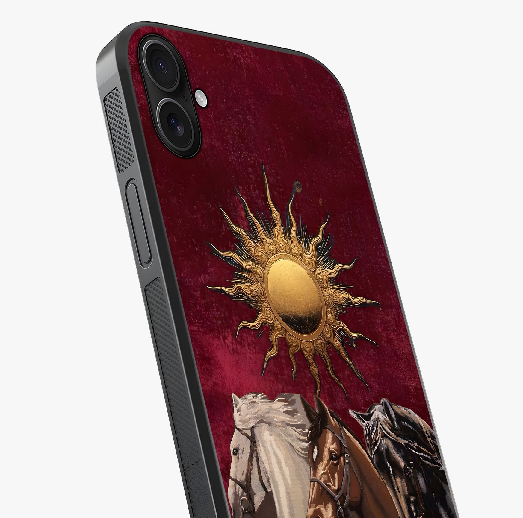 Solar Riders Glass Case captured at a warm angle highlighting gloss, texture and premium glass finish.