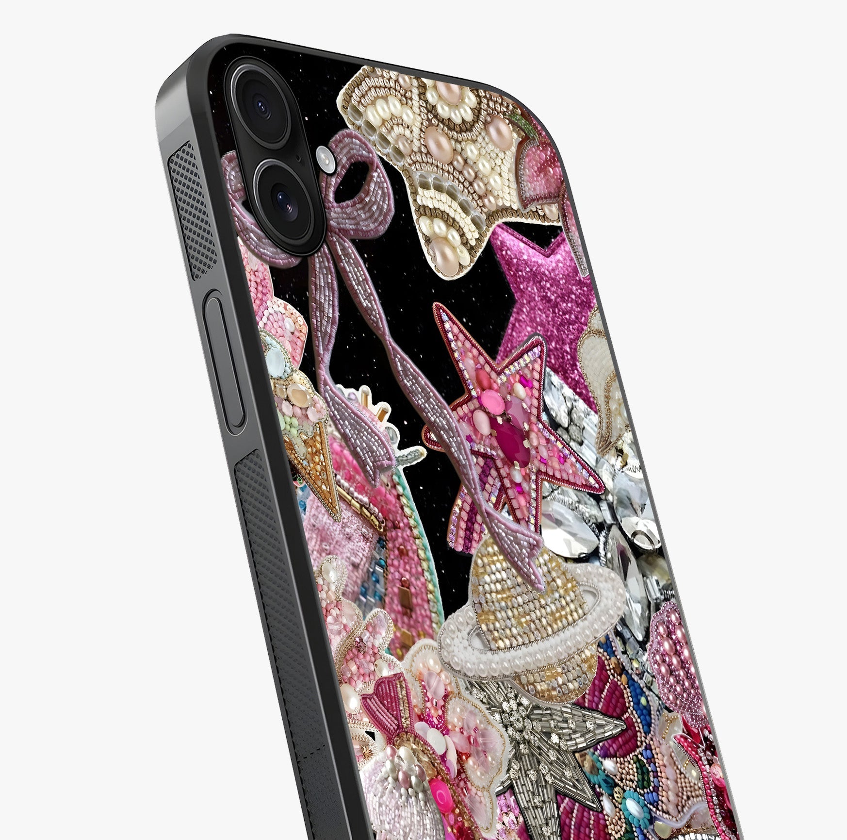 Starlit Jewel Dream Glass Case captured at a warm angle highlighting gloss, texture and premium glass finish.