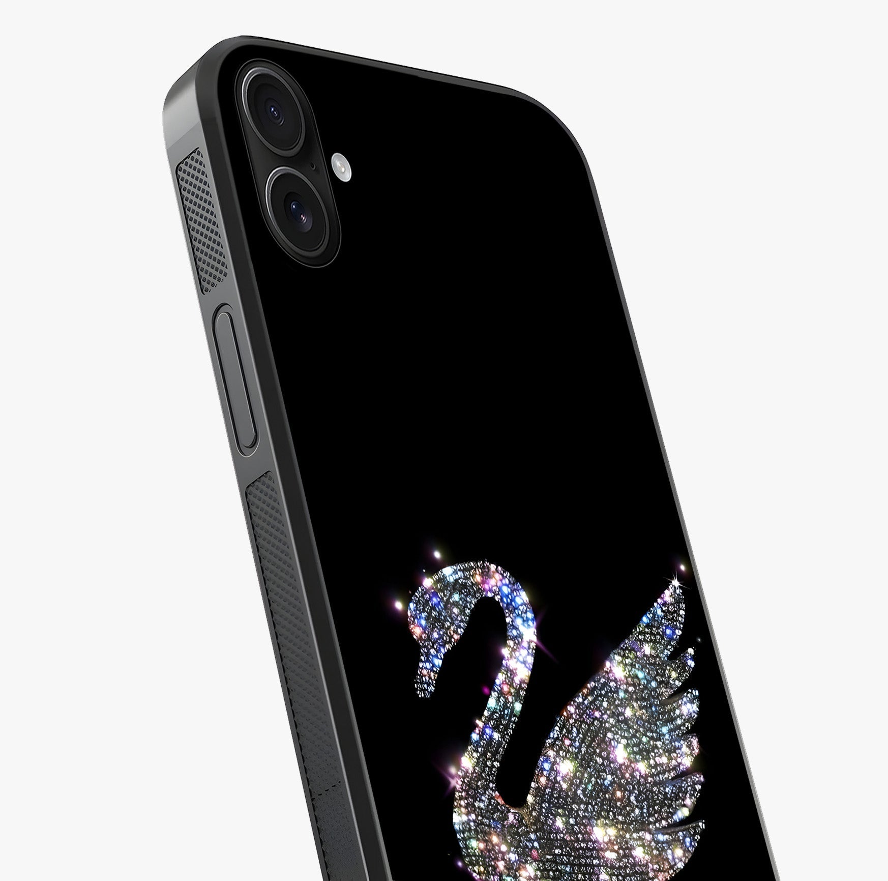 Starlit Swan Grace Glass Case captured at a warm angle highlighting gloss, texture and premium glass finish.