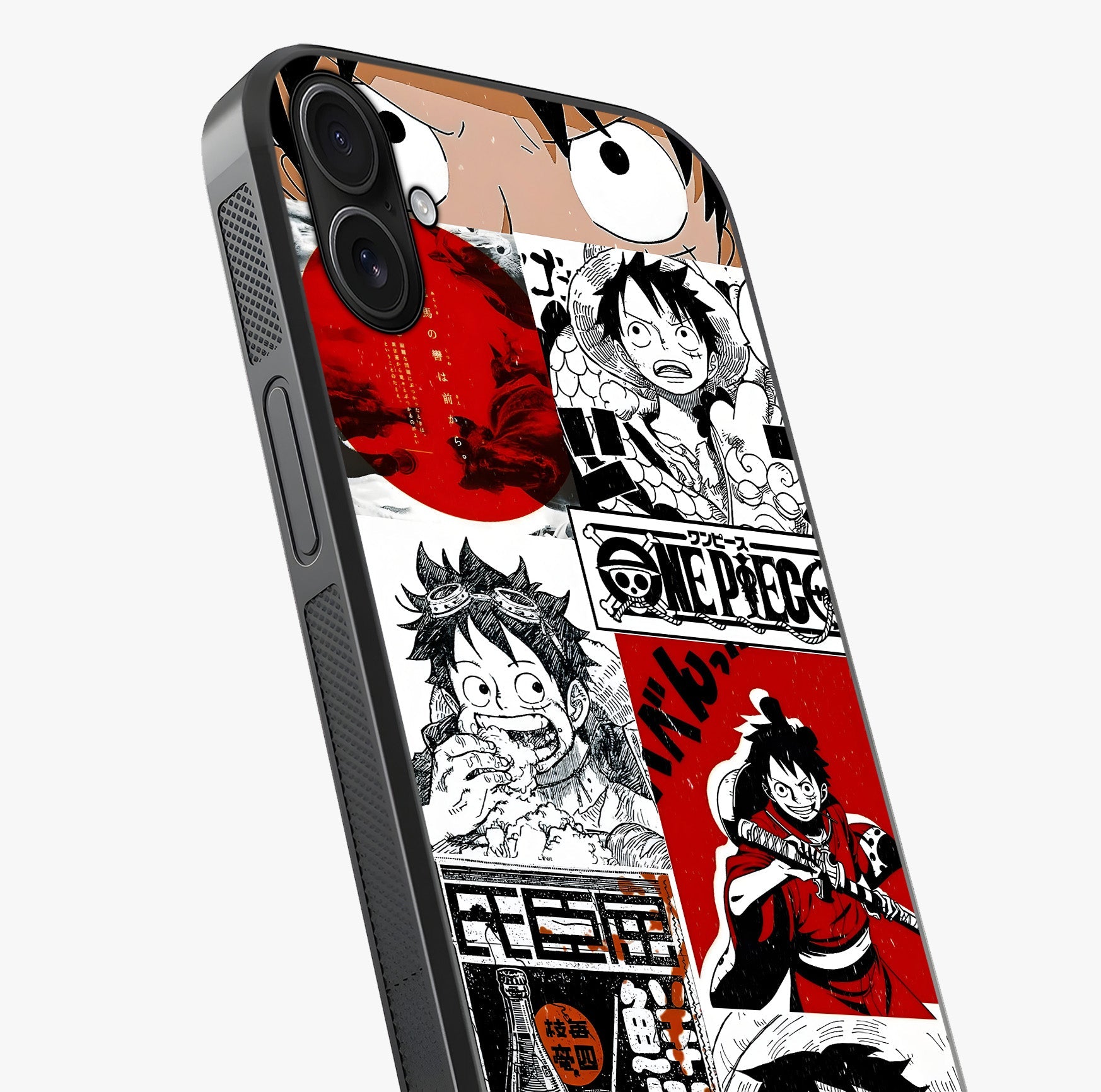 Strawhat Chaos Panels Glass Case captured at a warm angle highlighting gloss, texture and premium glass finish.