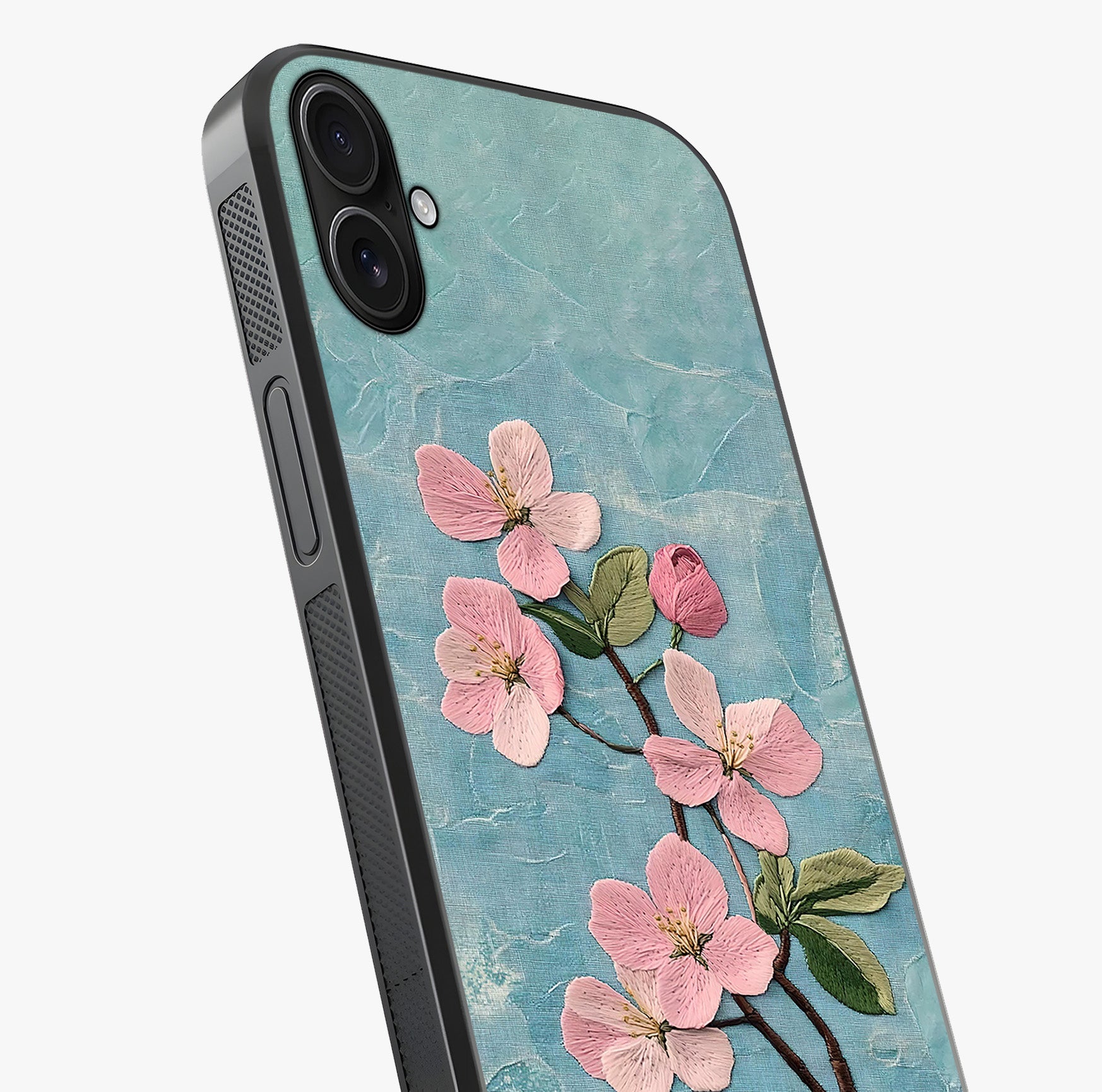 Threaded Blossom Breeze Glass Case captured at a warm angle highlighting gloss, texture and premium glass finish.