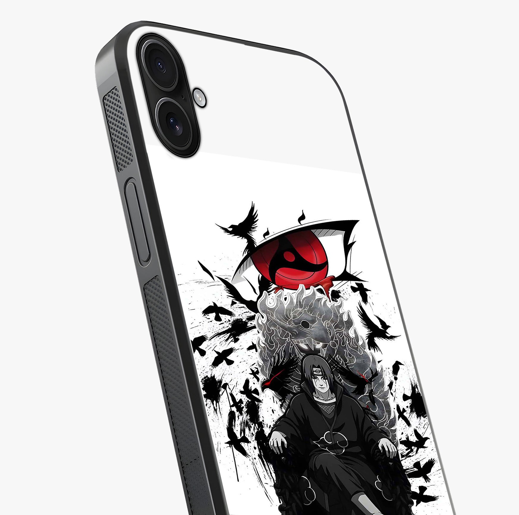 Uchiha Shadow Throne Glass Case captured at a warm angle highlighting gloss, texture and premium glass finish.