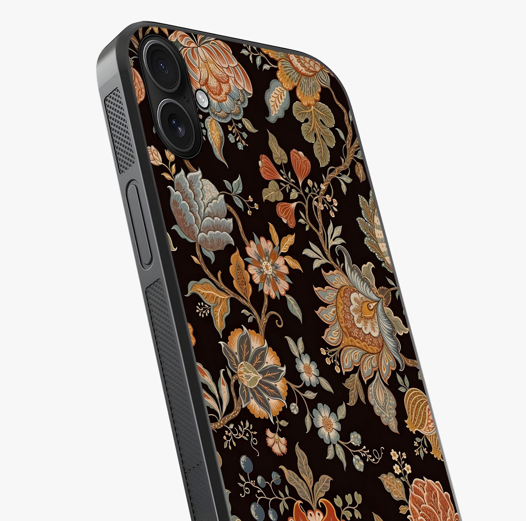 Vintage Floral Dream Glass Case captured at a warm angle highlighting gloss, texture and premium glass finish.