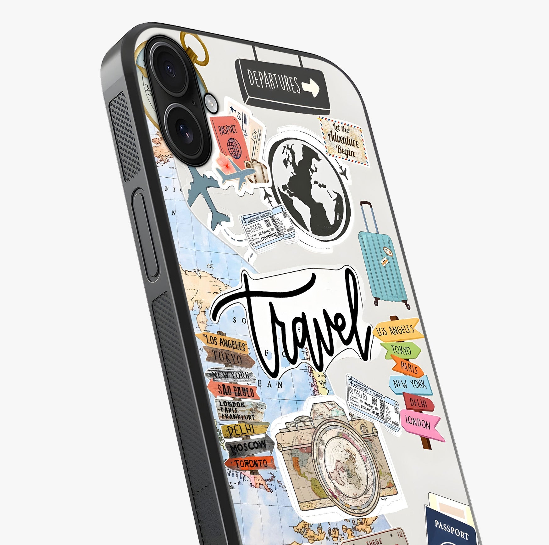 Wanderlust Journal Glass Case captured at a warm angle highlighting gloss, texture and premium glass finish.