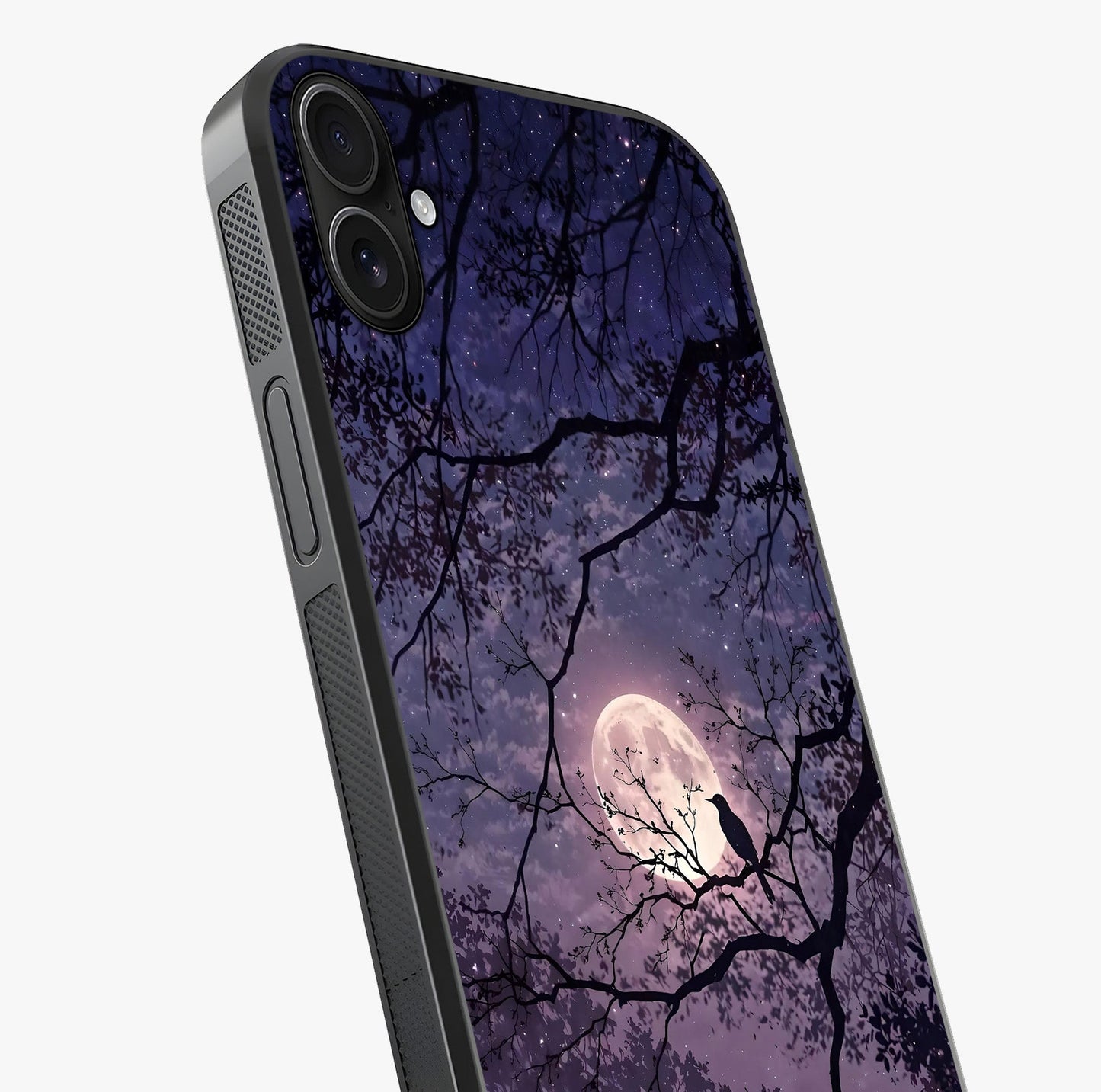 Whispering Moon Silence Glass Case captured at a warm angle highlighting gloss, texture and premium glass finish.