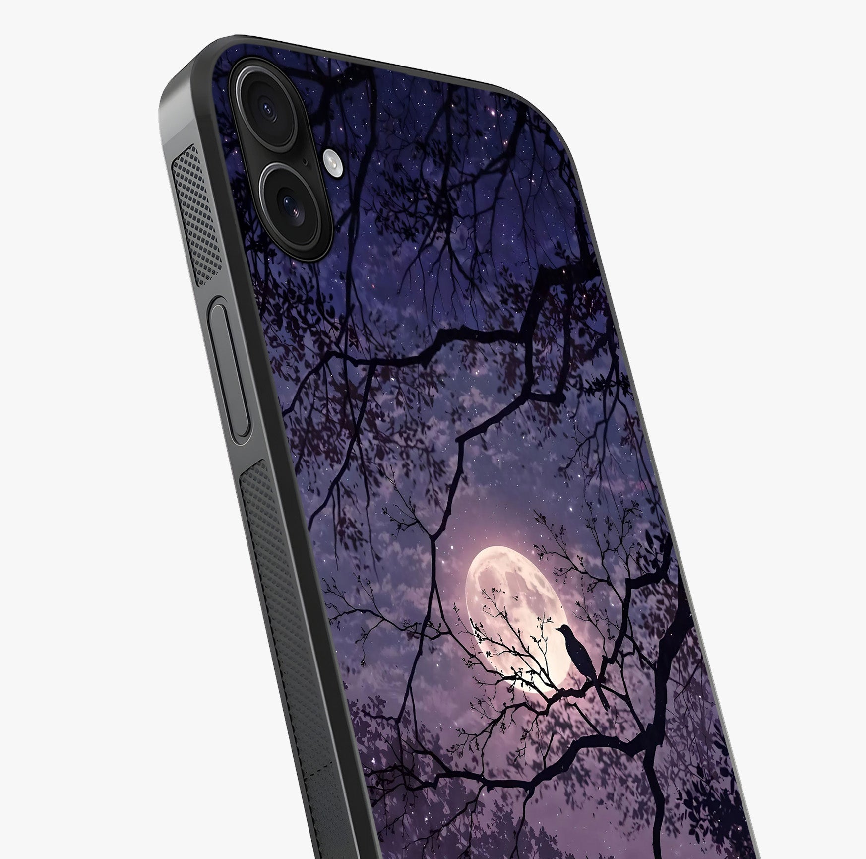 Whispering Moon Silence Glass Case captured at a warm angle highlighting gloss, texture and premium glass finish.