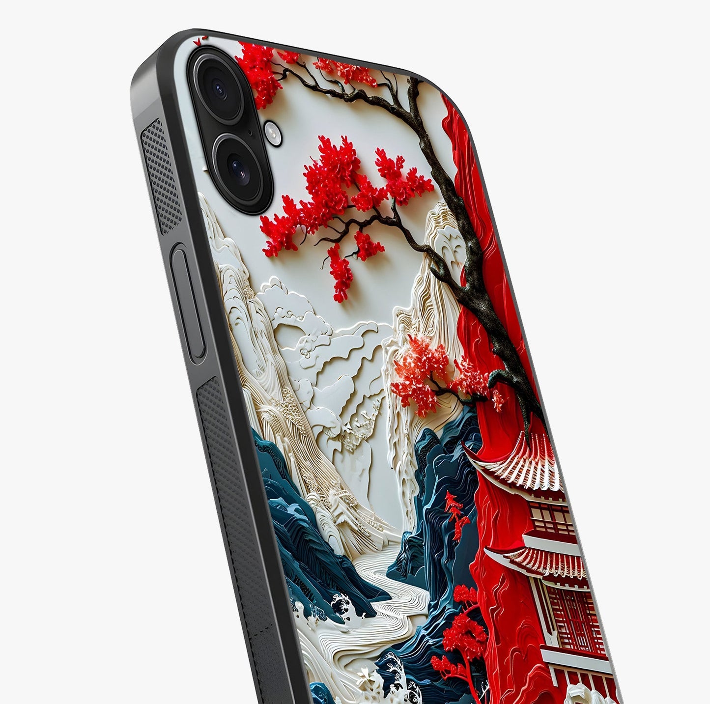 Whispers Of Sakura Waves Glass Case captured at a warm angle highlighting gloss, texture and premium glass finish.