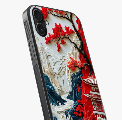Whispers Of Sakura Waves Glass Case captured at a warm angle highlighting gloss, texture and premium glass finish.