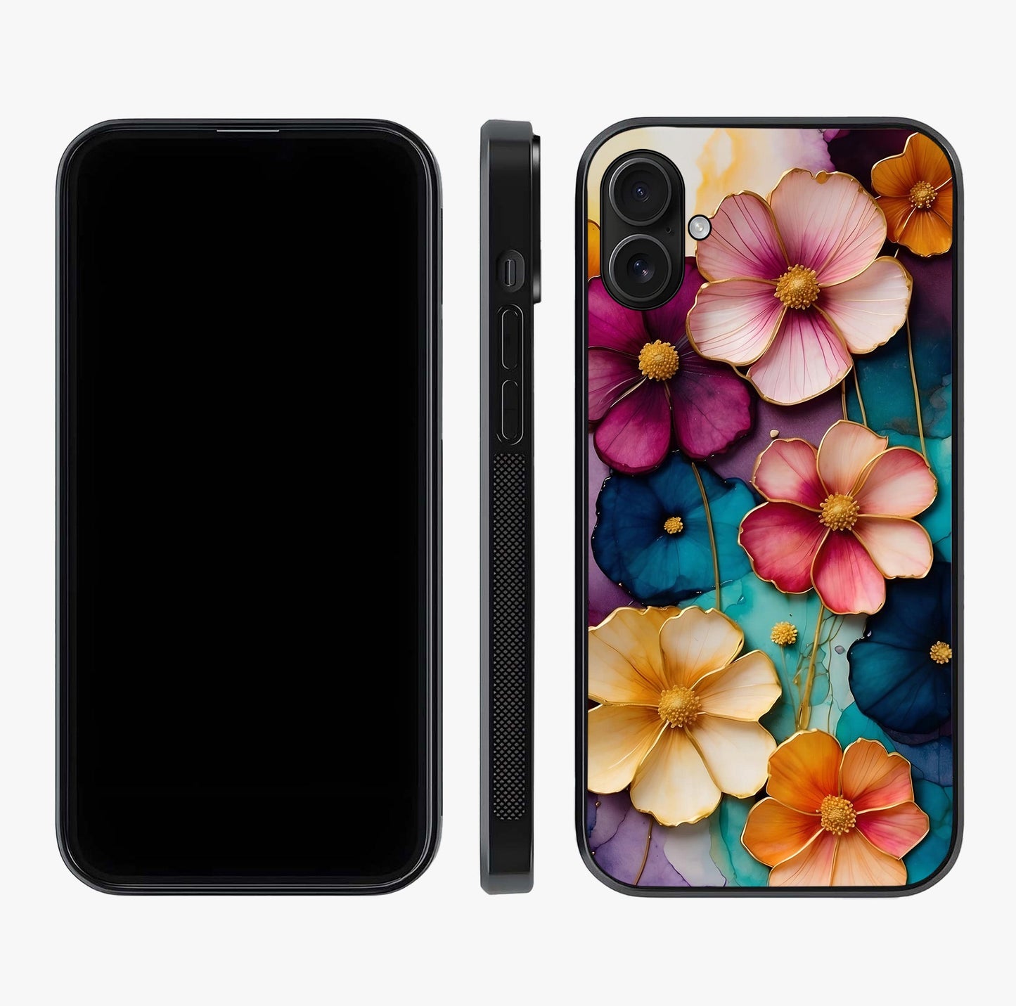 Artlyn Grace Flower Pattern Glass Case displayed upright for full design visibility and premium finish.