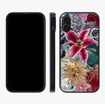 Beaded Garden Fantasy Glass Case displayed upright for full design visibility and premium finish.
