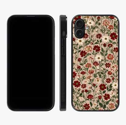 Biege Flower With Leaf Glass Case displayed upright for full design visibility and premium finish.
