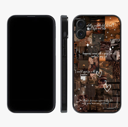 Bittersweet Aesthetic Chaos Glass Case displayed upright for full design visibility and premium finish.
