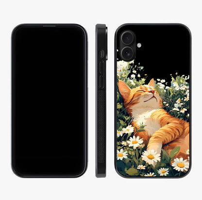 Blissful Bloom Cat Glass Case displayed upright for full design visibility and premium finish.