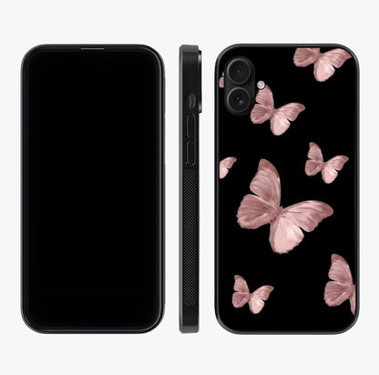 Butterfly Pattern Glass Case displayed upright for full design visibility and premium finish.