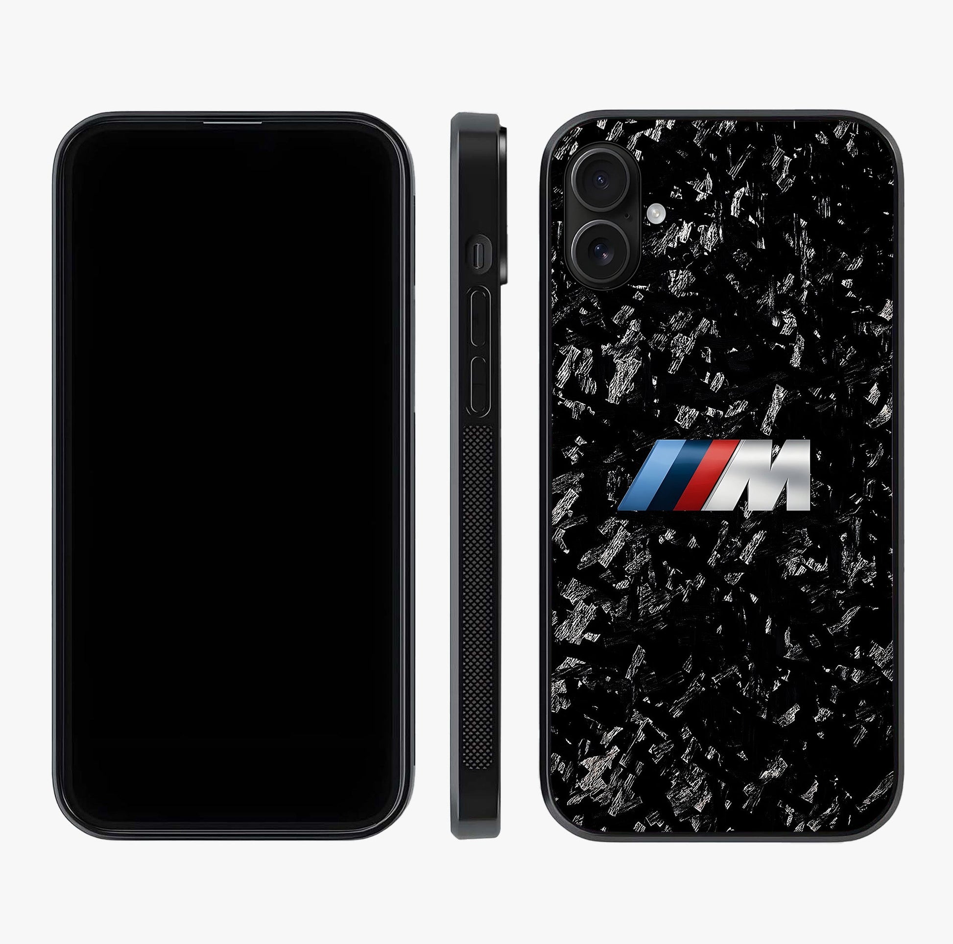 Carbon Speed Mark Glass Case displayed upright for full design visibility and premium finish.