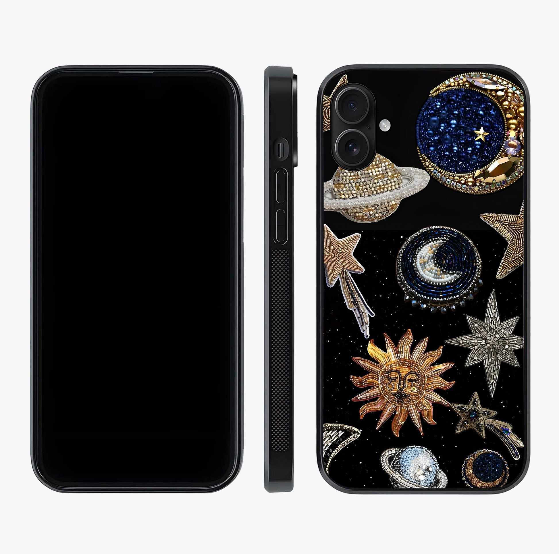 Celestial Gem Constellations Glass Case displayed upright for full design visibility and premium finish.