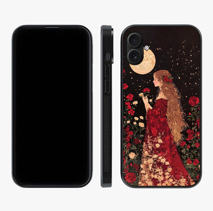 Crimson Dreams Glass Case displayed upright for full design visibility and premium finish.