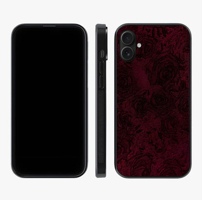 Crimson Fade Flow Glass Case displayed upright for full design visibility and premium finish.