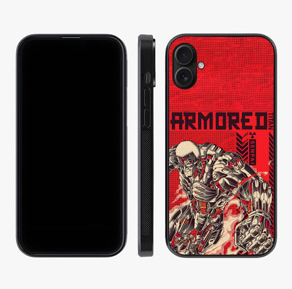 Crimson Mecha Titan Glass Case displayed upright for full design visibility and premium finish.