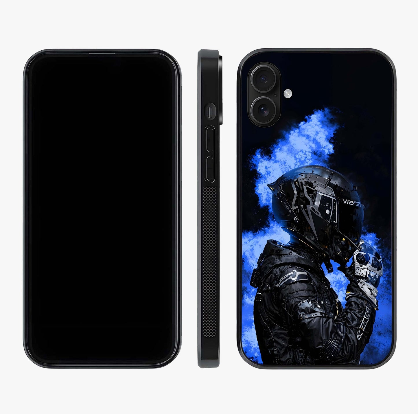 Cyber Sentinel Protocol Glass Case displayed upright for full design visibility and premium finish.
