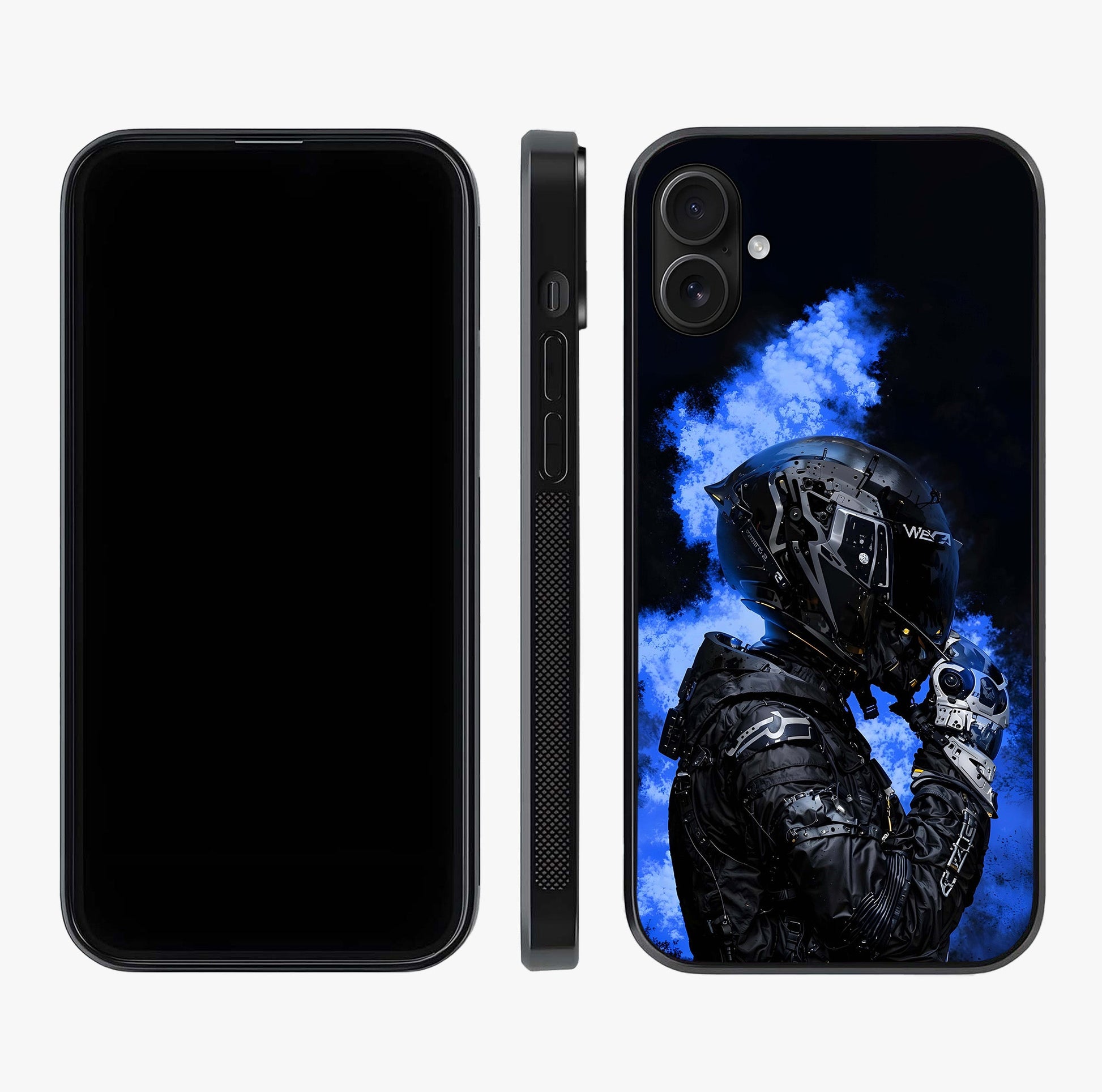 Cyber Sentinel Protocol Glass Case displayed upright for full design visibility and premium finish.