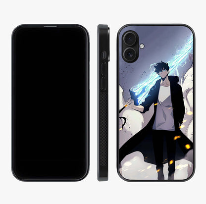 Dark Lightning Anime Warrior Glass Case displayed upright for full design visibility and premium finish.