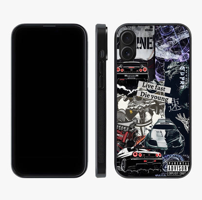 Die Young Glass Case displayed upright for full design visibility and premium finish.